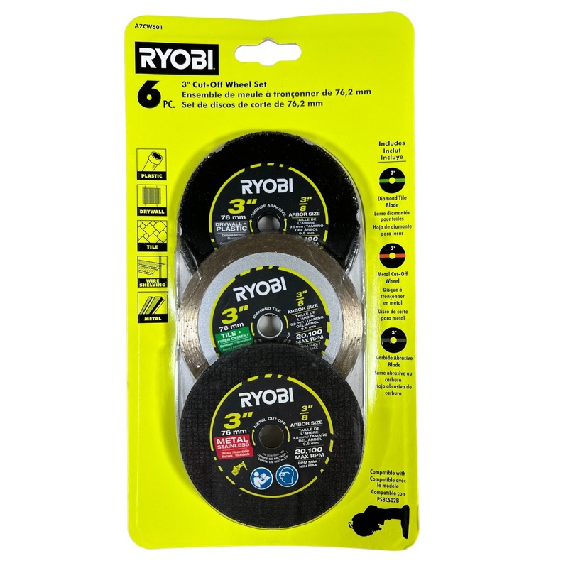 RYOBI 3 in. Carbide Cut Off Wheel Set (6-Piece)