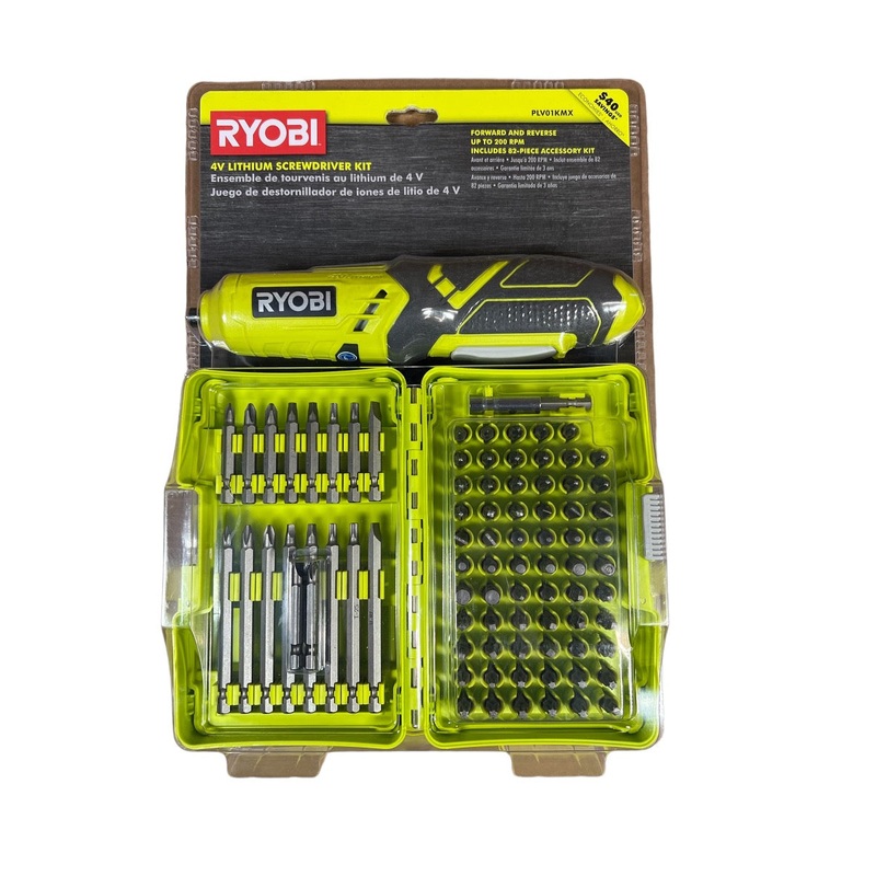 RYOBI 4-Volt Lithium-ion Screwdriver with 82-Piece Accessory Kit