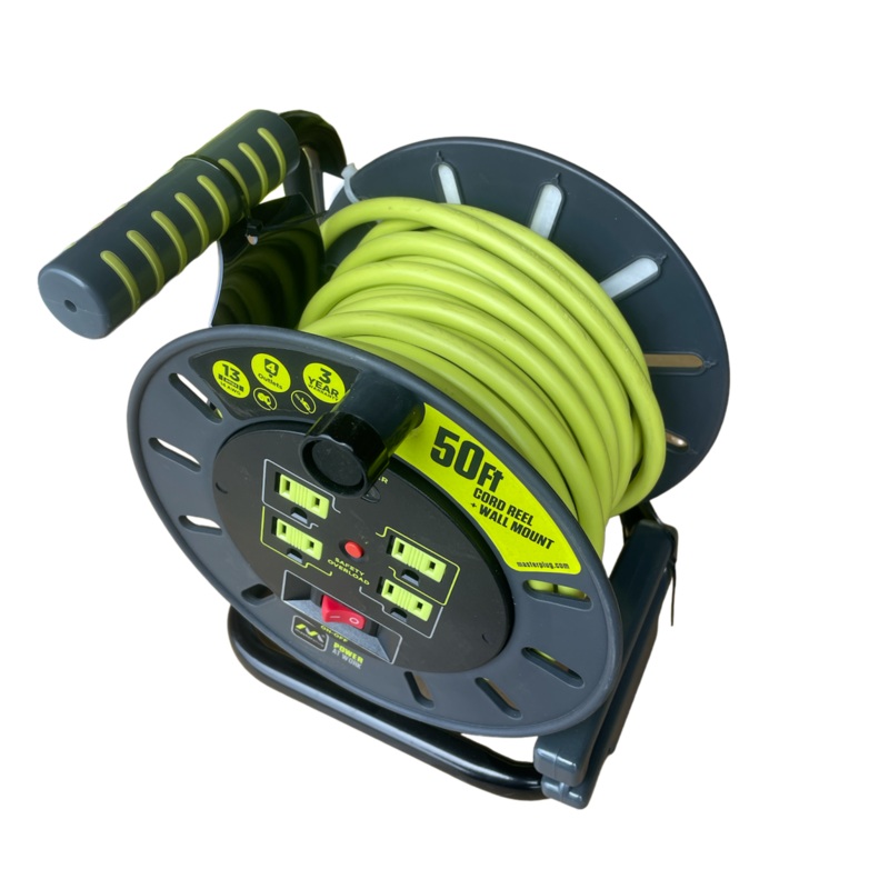 50 ft. 13 Amp 14 AWG Medium Open Reel with 4-Sockets