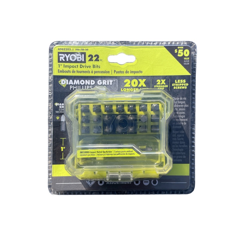 Assorted 1 in. Diamond Grit Impact Drive Bits (22-Piece)