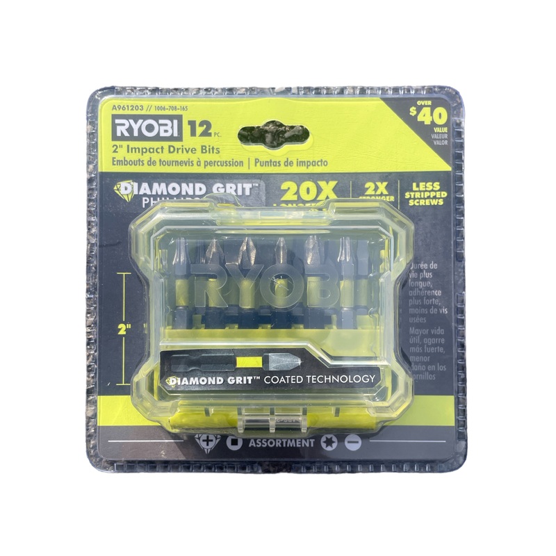 Assorted 2 in. Diamond Grit Impact Drive Bits (12-Piece)