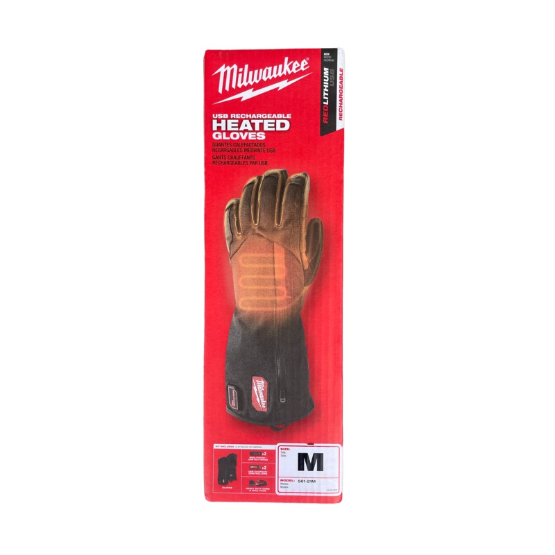 Milwaukee Medium Rechargeable Heated Gloves with REDLITHIUM USB Battery and Charger
