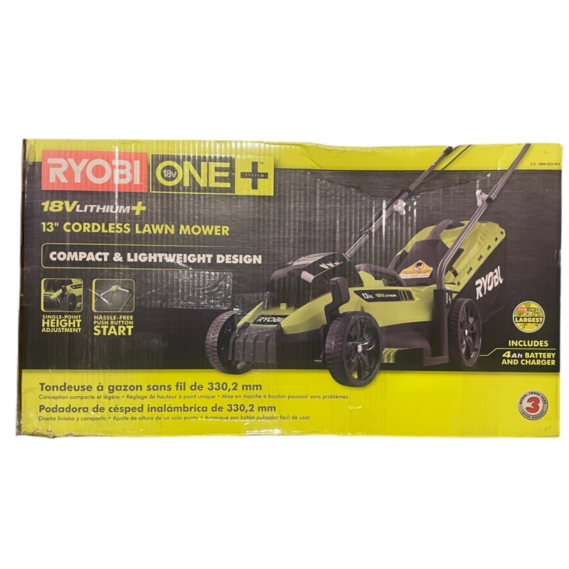 ONE+ 18-Volt 13 in. Cordless Battery Walk Behind Push Lawn Mower with 4.0 Ah Battery and Charger