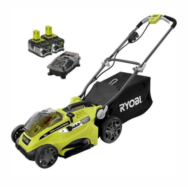 ONE+ 18-Volt 16 in. Hybrid Walk Behind Push Lawn Mower with (2) 4.0 Ah Batteries and Charger