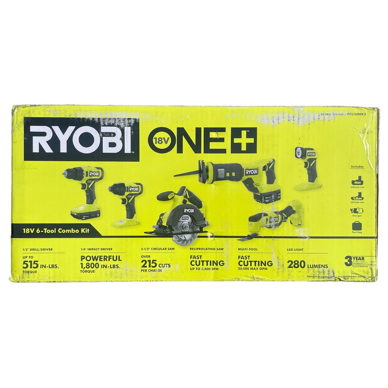ONE+ 18-Volt Cordless 6-Tool Combo Kit with (2) Batteries, 18-Volt Charger, and Bag