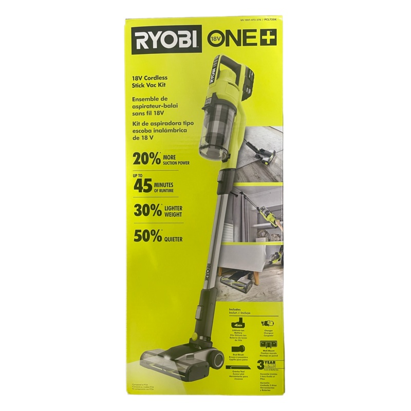 ONE+ 18V Cordless Stick Vacuum Cleaner Kit with 4.0 Ah Battery and Charger