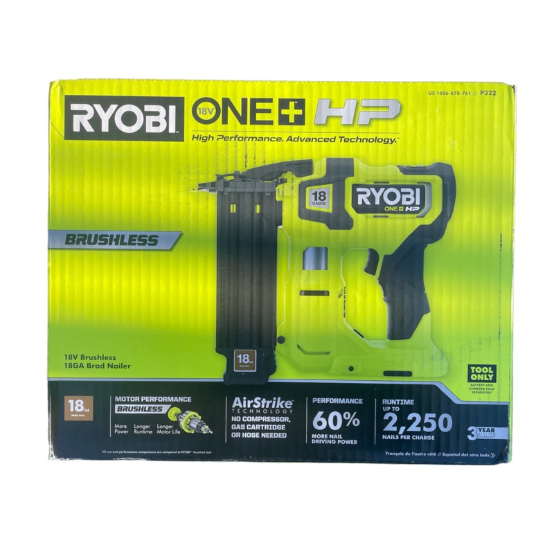 ONE+ HP 18V 18-Gauge Brushless Cordless AirStrike Brad Nailer (Tool Only)