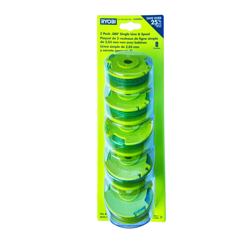 RYOBI 0.080 in. Replacement Auto-Feed Line Spools (5-Pack)