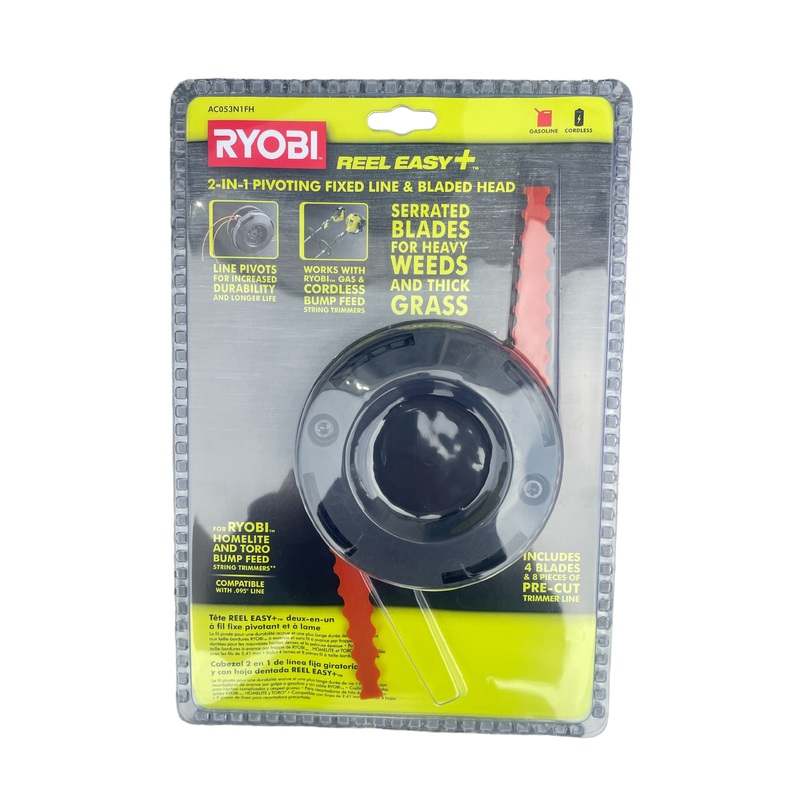 RYOBI REEL EASY+ 2-in-1 Pivoting Fixed Line and Bladed Head for Bump Feed Trimmers