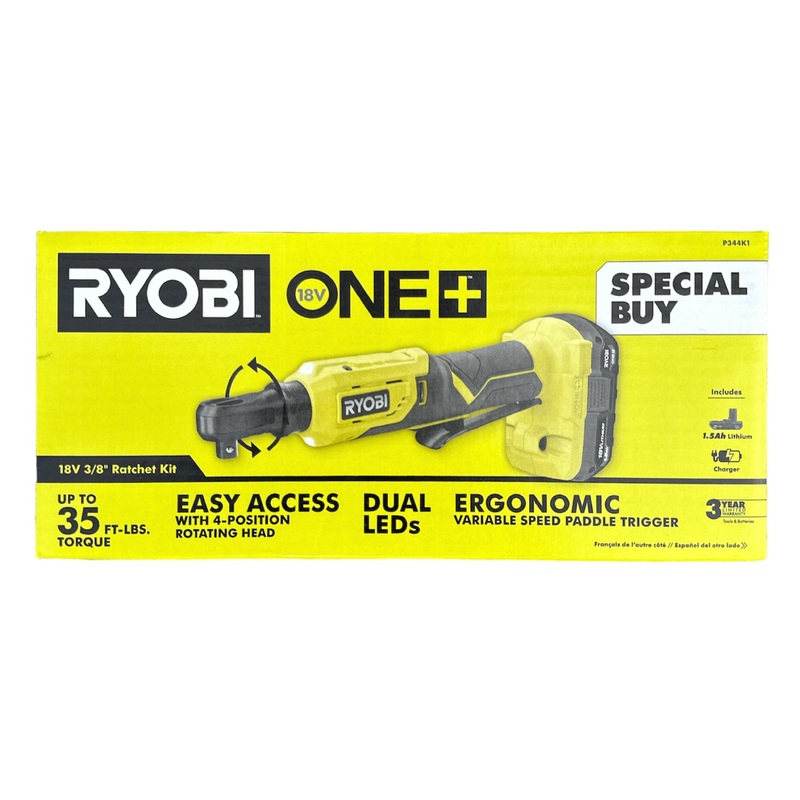 18-Volt ONE+ Cordless 3/8 in. 4-Position Ratchet w/ Battery & Charger