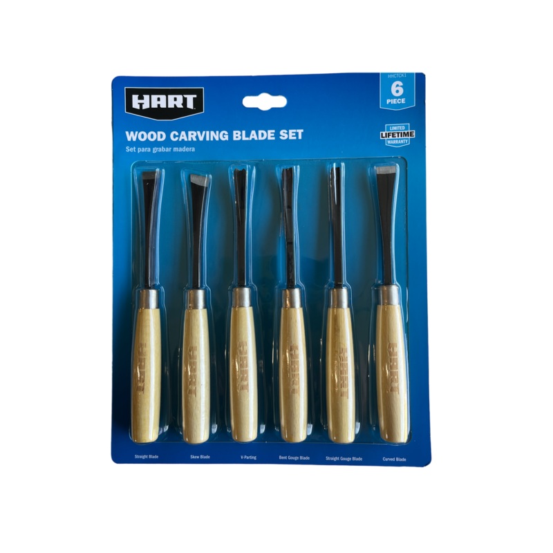HART 6-Piece Carving Set, Natural Wood Handles