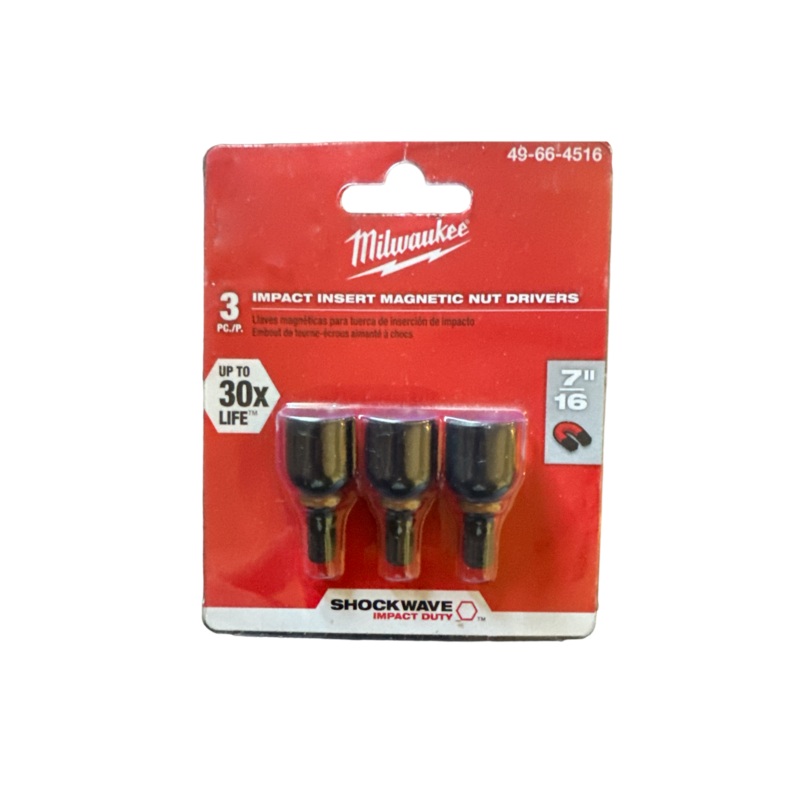 MILWAUKEE  SHOCKWAVE Impact Duty 7/16 in. Alloy Steel Magnetic Insert Nut Driver (3-Pack)
