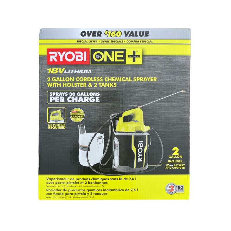 ONE+ 18-Volt Cordless 2 Gal. Chemical Sprayer, Holster, Extra Tank and Battery and Charger