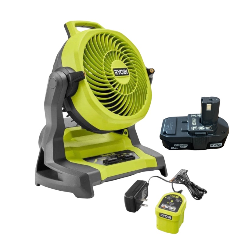 ONE+ 18V Cordless 7-1/2 in. Bucket Top Misting Fan Kit with 2.0 Ah Battery and Charger - Factory Reconditioned