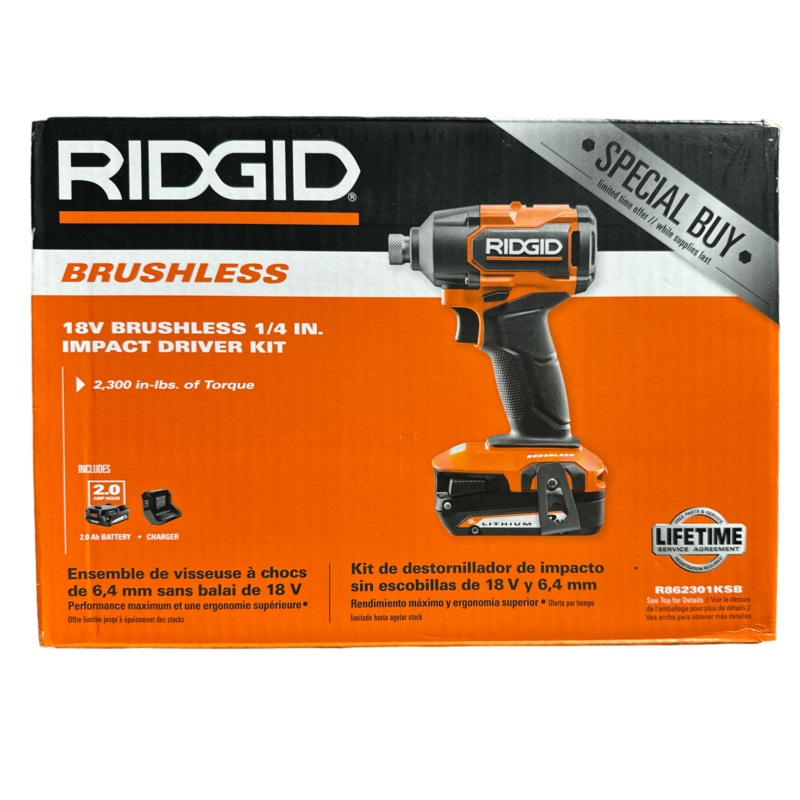 RIDGID 18V Brushless Cordless 3-Speed 1/4 in. Impact Driver Kit with 2.0 Ah Battery and 18V Charger