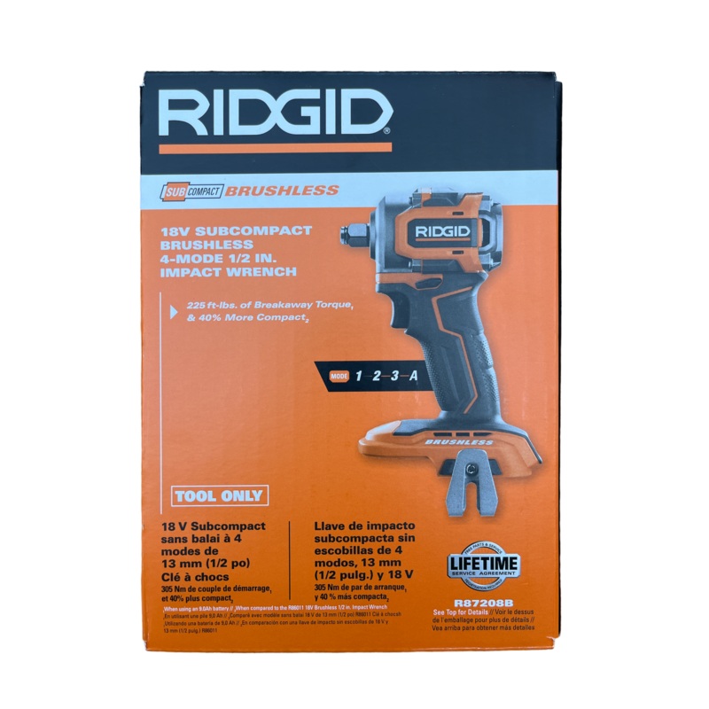 RIDGID 18V SubCompact Brushless Cordless 4-Mode 1/2 in. Impact Wrench (Tool Only) with Belt Clip