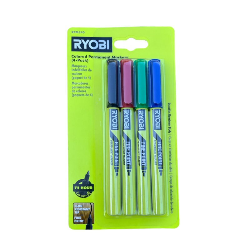 RYOBI Colored Permanent Markers (4-Pack)