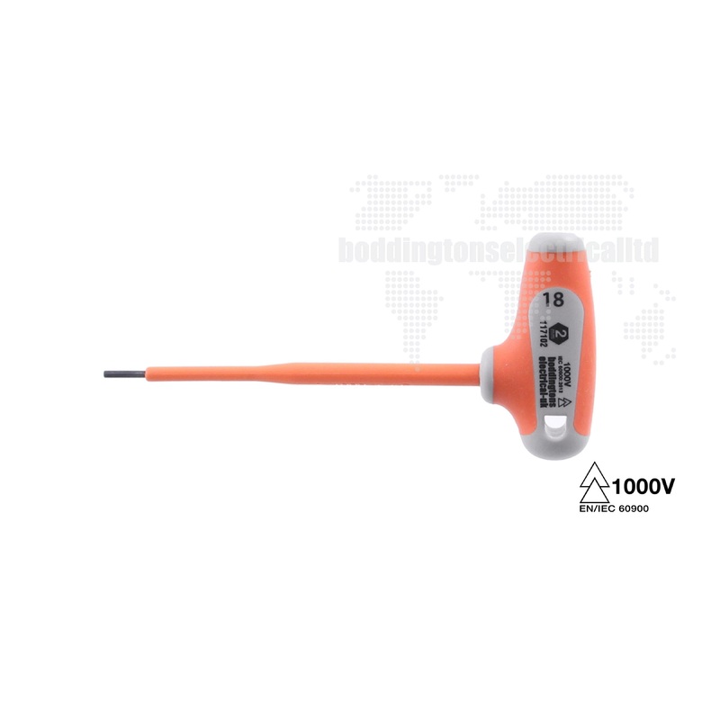 Boddingtons Electrical P Handle Insulated Allen Keys, 2mm Point Size, 100mm Blade Length, 130mm Overall Length 117102