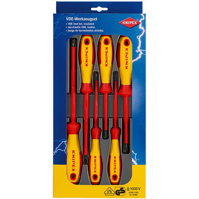 Knipex 6 Piece VDE Slotted & Phillips Screwdriver Set - 00 20 12 V02