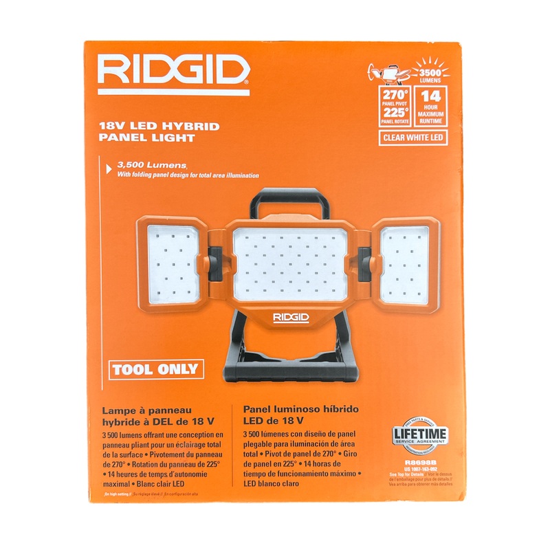 RIDGID 18V Cordless Hybrid LED Panel Light (Tool Only)