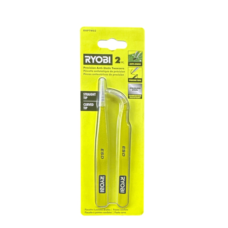 RYOBI 2 Piece Precision Anti-Static Tweezers