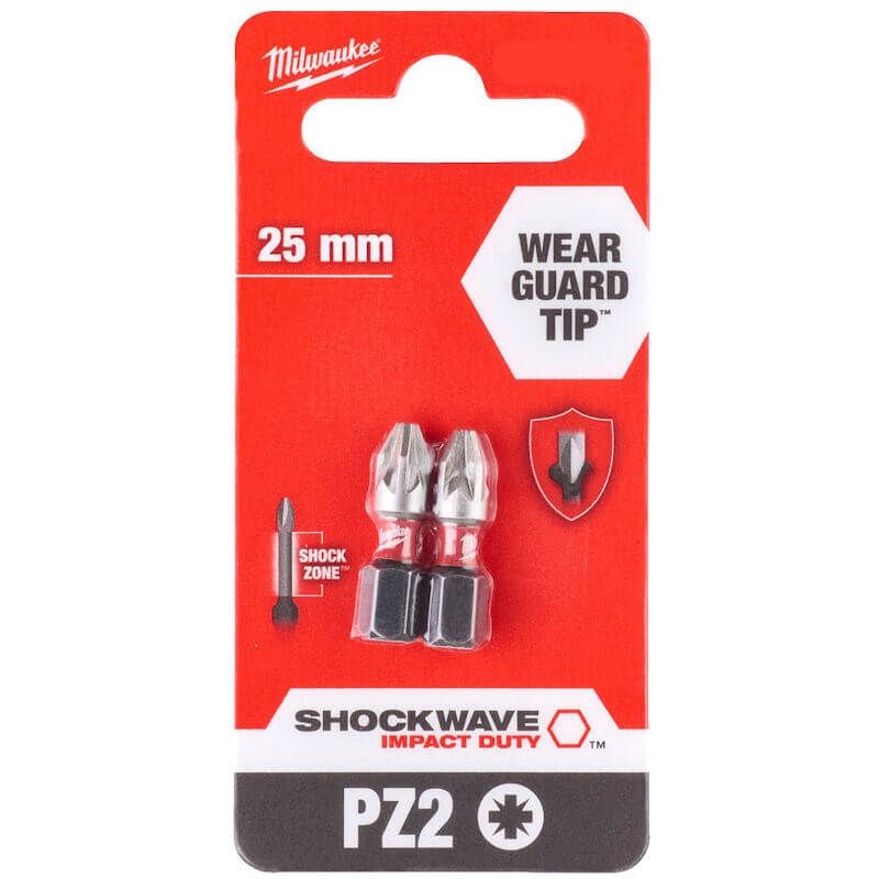 Milwaukee SHOCKWAVE Impact Duty PZ2 x 25mm Screwdriving Bits 4932472040
