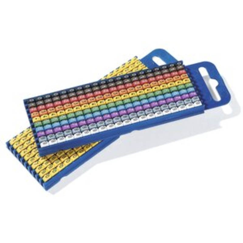 HellermannTyton WIC1 Cable Markers, assorted colours, Pre-printed "0  9", 2  2.8mm Cable