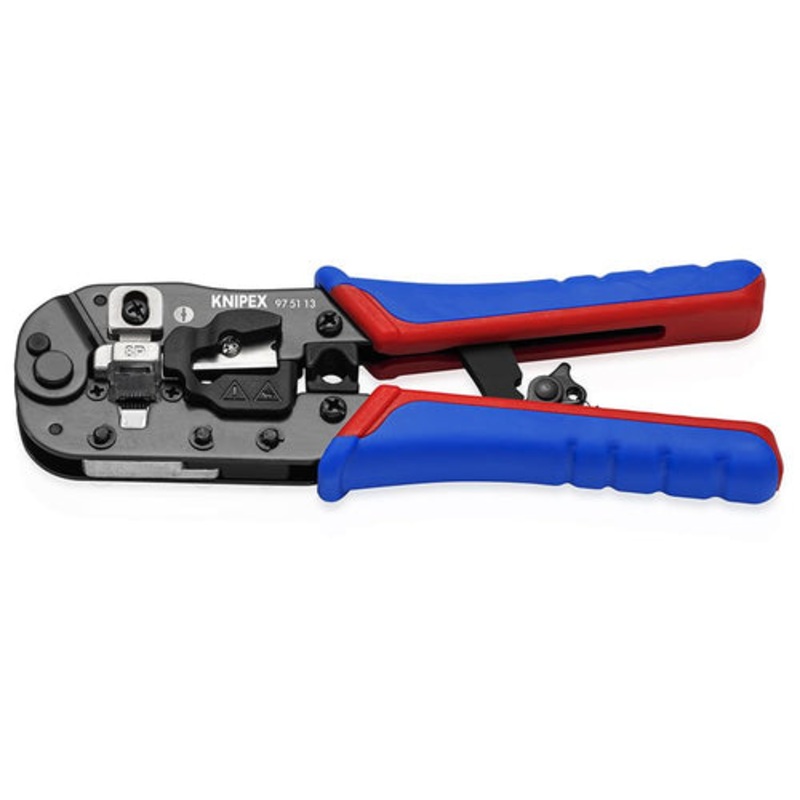 Knipex Crimping Pliers for RJ45 Western Plugs with Multi Component Grips - 97 51 13