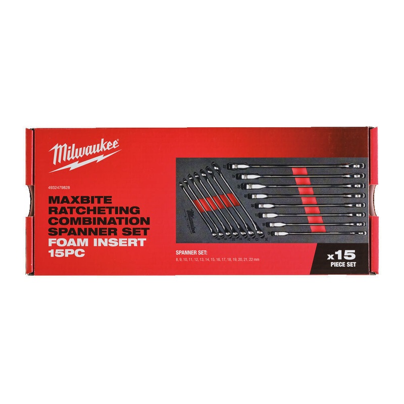 Milwaukee Maxbite Ratcheting Spanner set 15pc - 4932479828