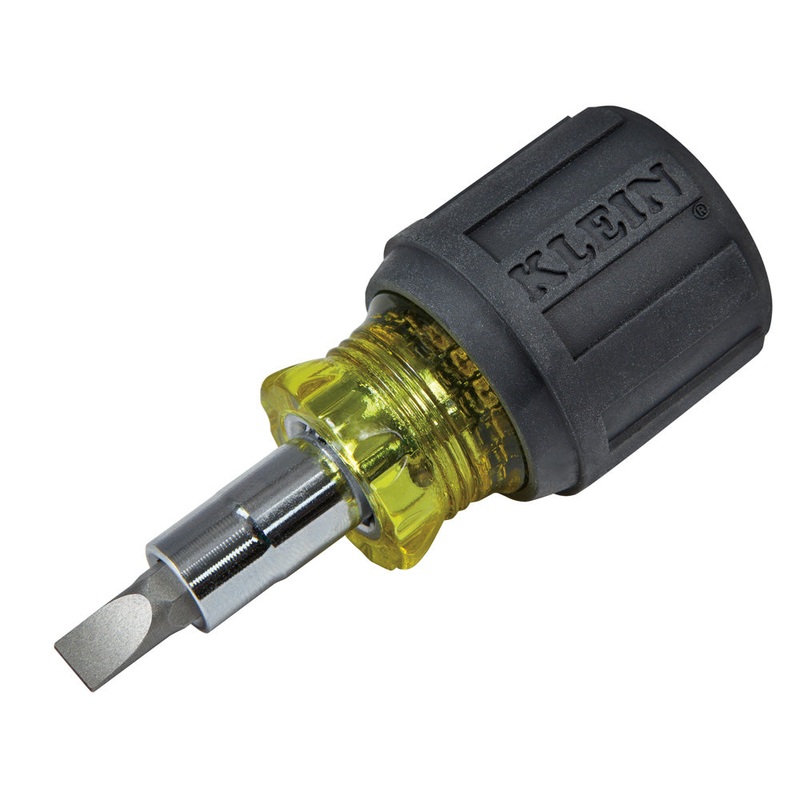 Klein Tools Multi-Bit Screwdriver / Nut Driver, 6-in-1, Stubby, Ph., Sl. Bits