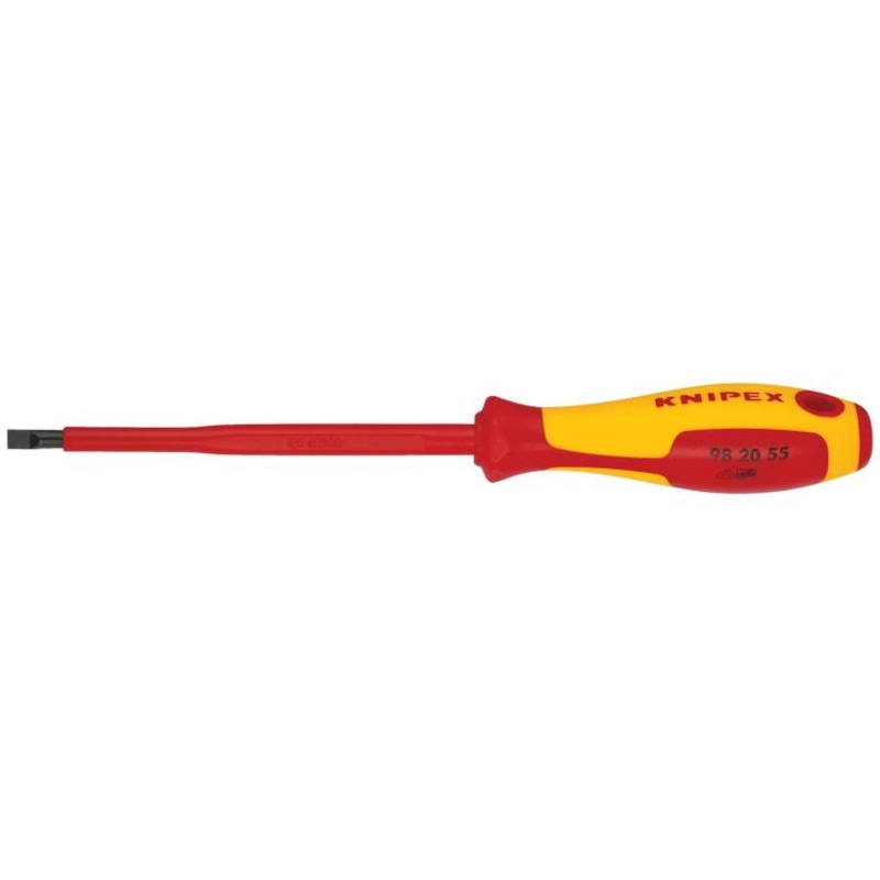 Knipex -98 20 55 SL - 9" Slotted Screwdriver, 5"-1000V Insulated, 7/32" tip