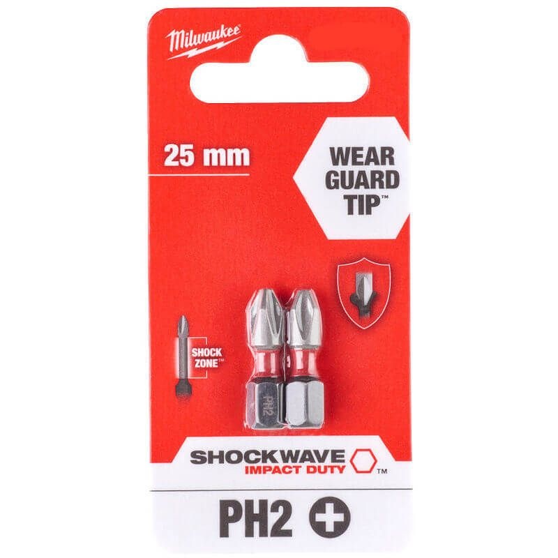 Milwaukee Shockwave Impact Duty PH2 X 25mm Screwdriving Bits