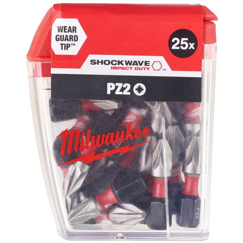 Milwaukee SHOCKWAVE Impact Duty PZ2 x 25mm Screwdriving Bit Set 4932472041 - 25pc