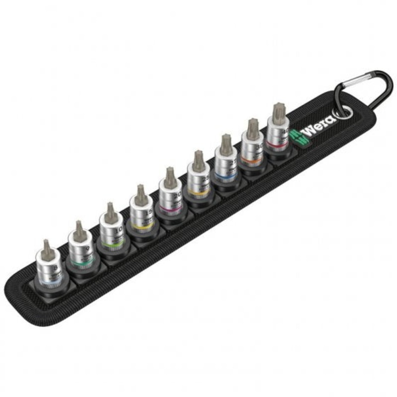 Wera Belt 3, 8767 A HF, Torx 9 Piece Zyklop Bit Set With Holding Function, 1/4" Drive
