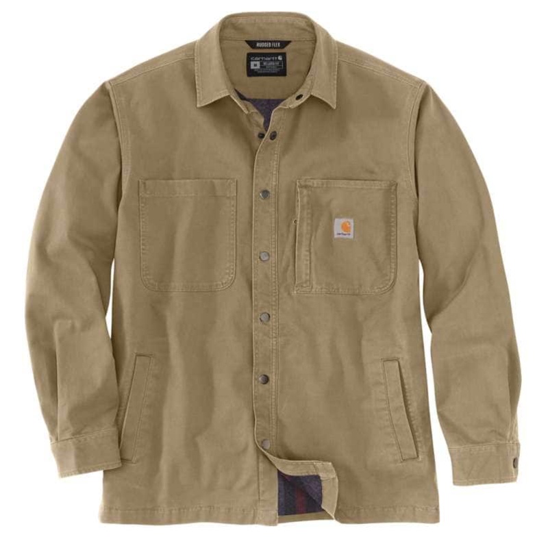 Carhartt Rugged Flex Relaxed Fit Canvas Fleece-lined Snap-front Shirt Jacket