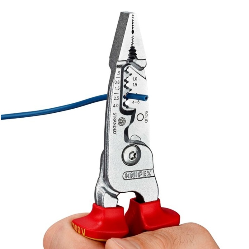 Knipex 13 76 200 ME VDE Insulated Chrome Plated Metric Wire Stripper Multi-Component Grips 200mm