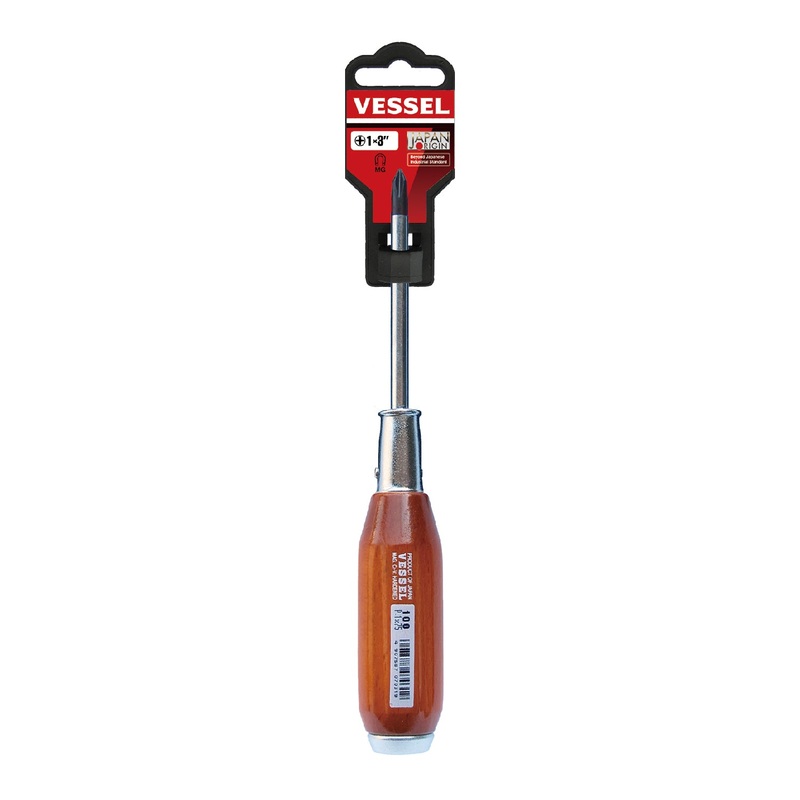 Vessel Real Wood Handle Tang-Thru Screwdriver No.100 + 1x75