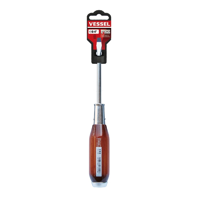 Vessel Real Wood Handle Tang-Thru Screwdriver No.100 - 6x100