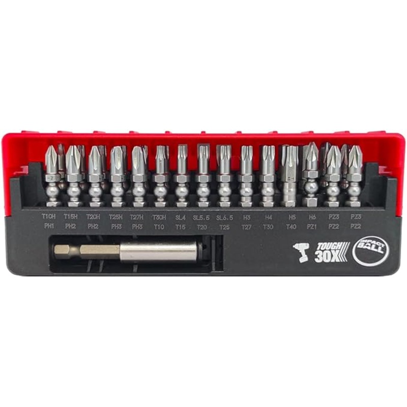 Vessel Set of 30 Torsion Impact Ball Bits + Bit Holder