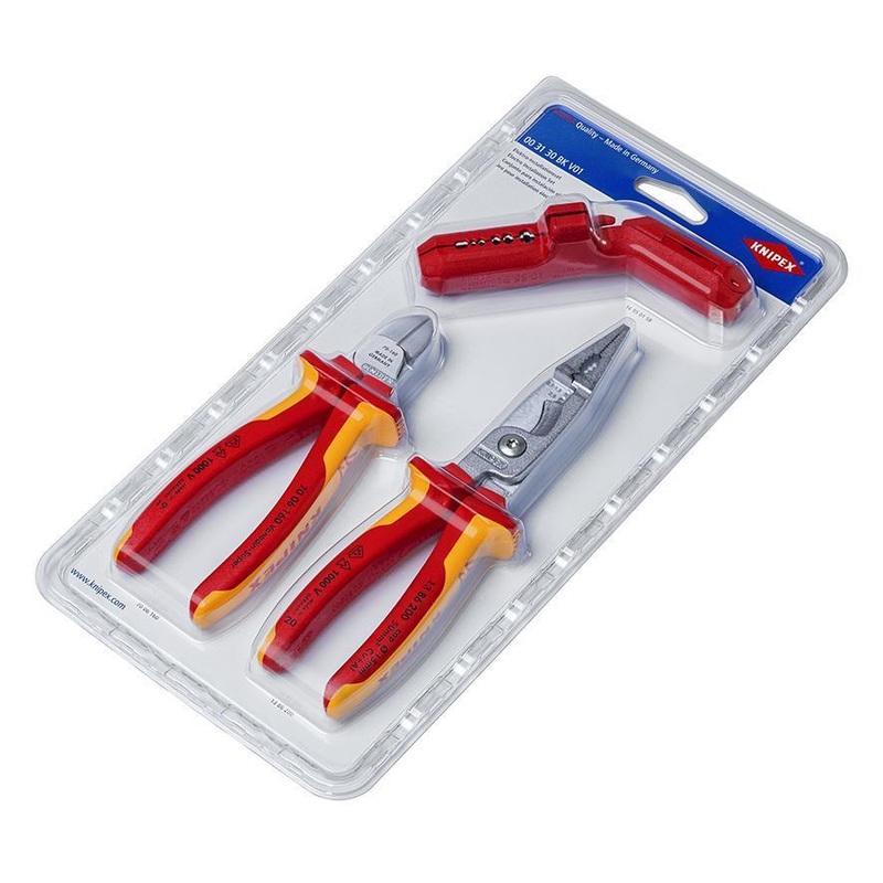 Knipex 3 Piece Electro VDE Installation Plier Set - 00 31 30 BK V01