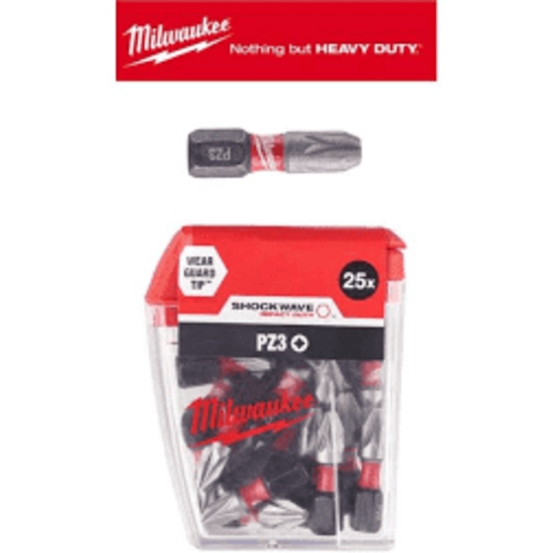Milwaukee Shockwave Impact Duty PZ3 x 25mm Screwdriving Bit Set 25 pc 4932472043