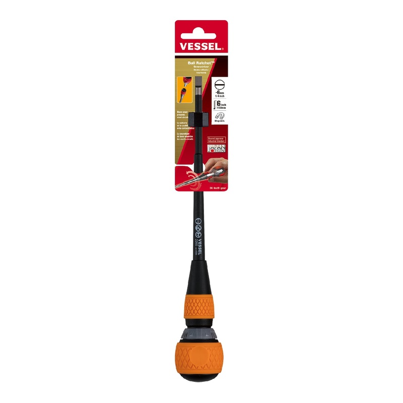 Vessel Ball Grip Ratchet Screwdriver No.2200 - 6x150
