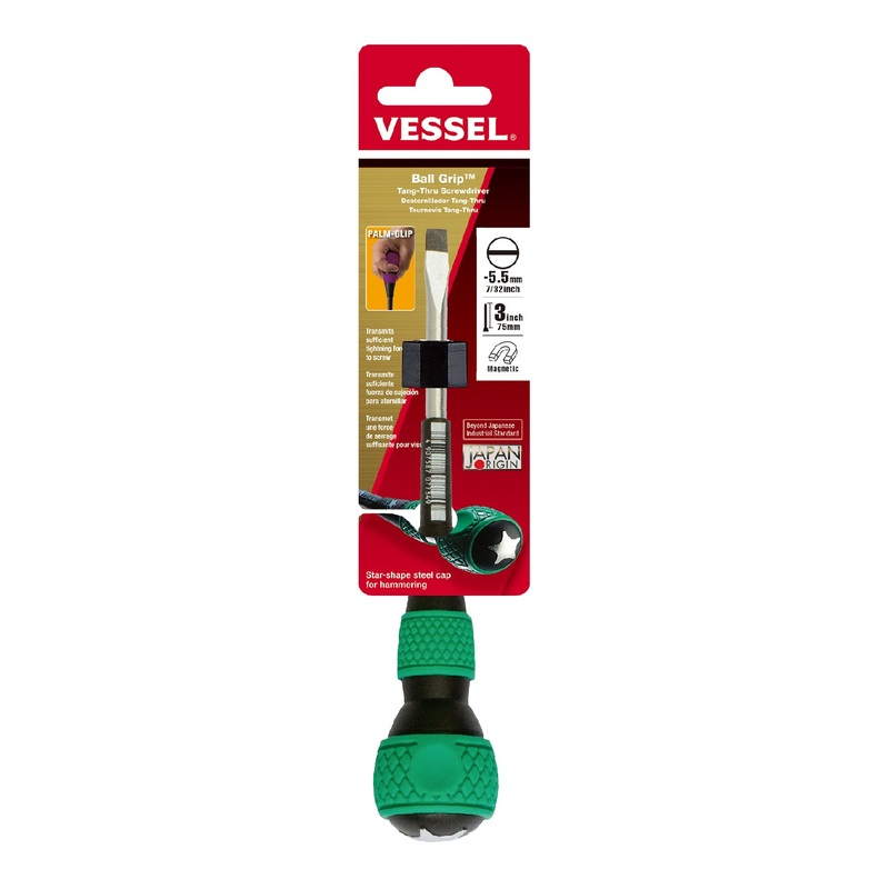 Vessel Ball Grip Tang-Thru Screwdriver No.230 - 5.5x75
