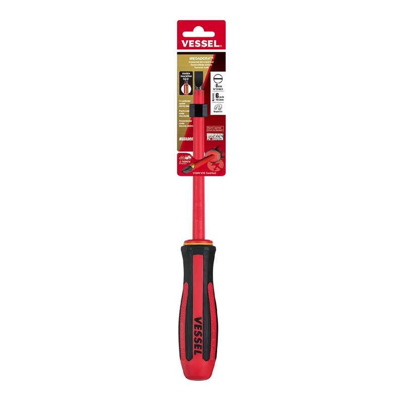 Vessel Megadora Insulated Screwdriver No.960 - 1.2x8x150