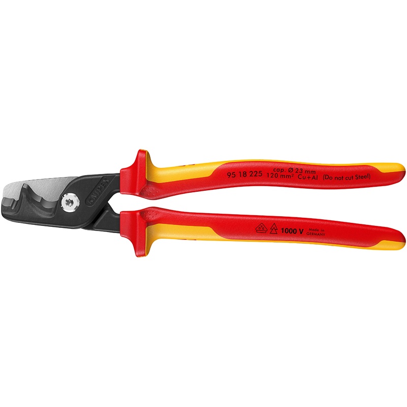 KNIPEX 95 18 225 StepCut XL Cable shears with step cut insulating multi-component handle, VDE-tested burnished 234 mm