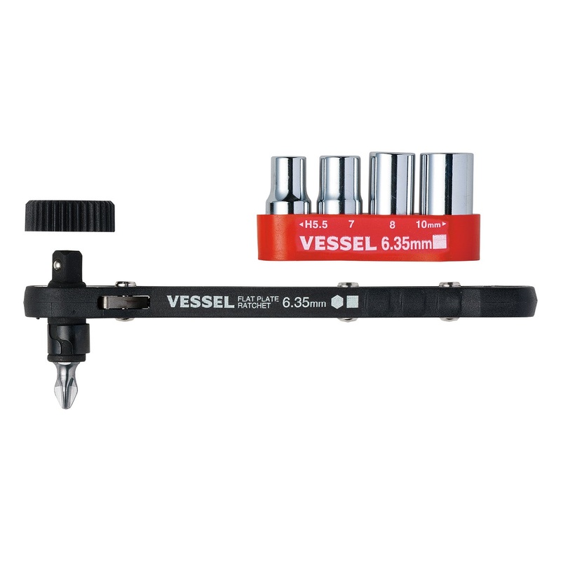 Vessel Flat Plate Ratchet Screwdriver Set No.TD-72 (w/ 1 bit and 4 sockets)