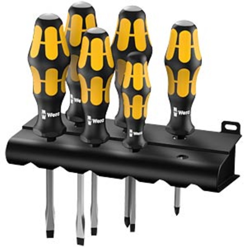 Wera 05018287001 Kraftform Chiseldriver Pozidriv/Slotted 6 Piece Screwdriver Set & Rack