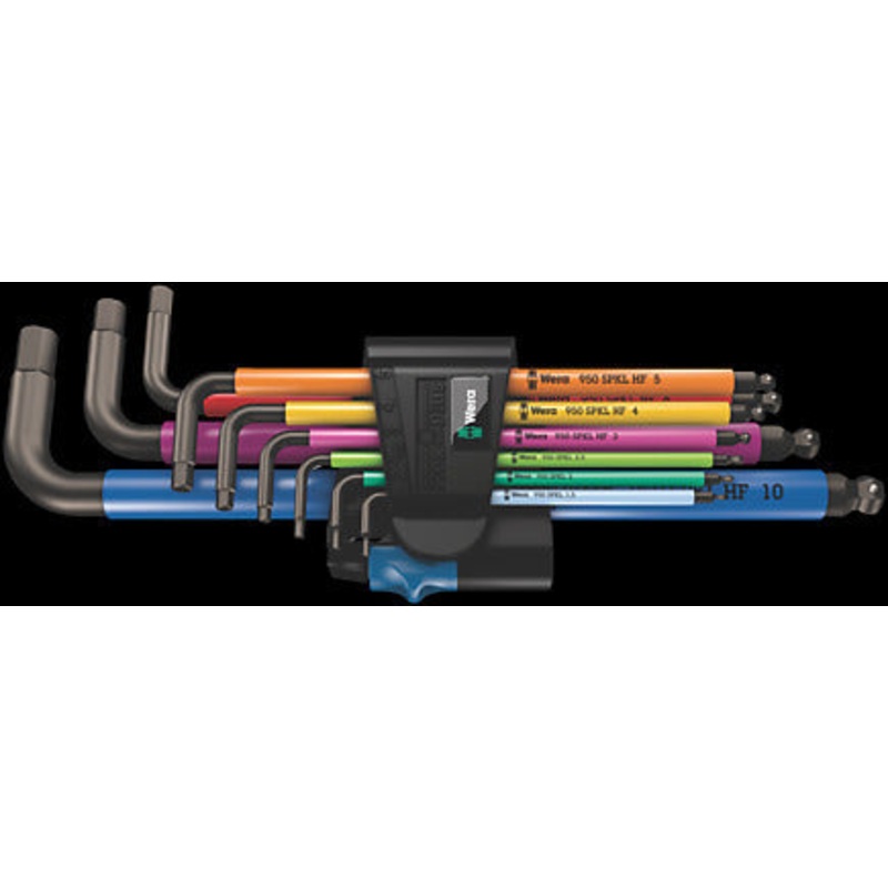 Wera 950/9 Hex-Plus Multicolour HF 1 L-key set, metric, BlackLaser, with holding function, 9 pieces