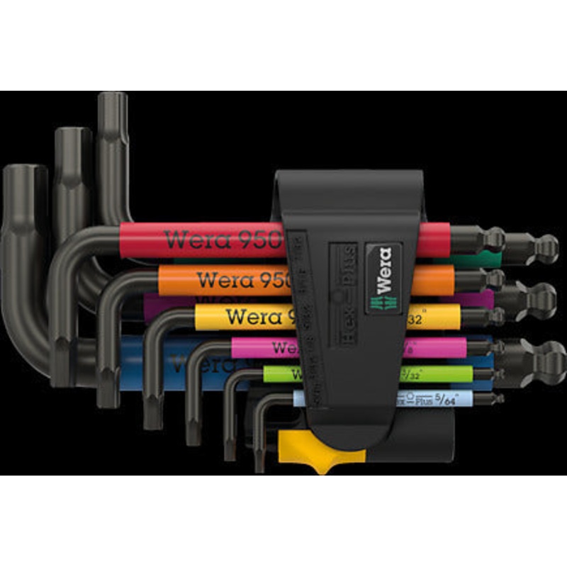 Wera 950/9 Hex-Plus Multicolour Imperial 3 L-key set, imperial, BlackLaser, 9 pieces