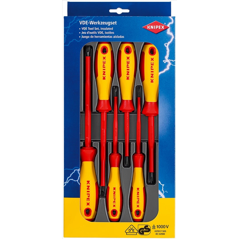 Knipex 00 20 12 V01 6 Piece VDE Slotted & Phillips Screwdriver Set